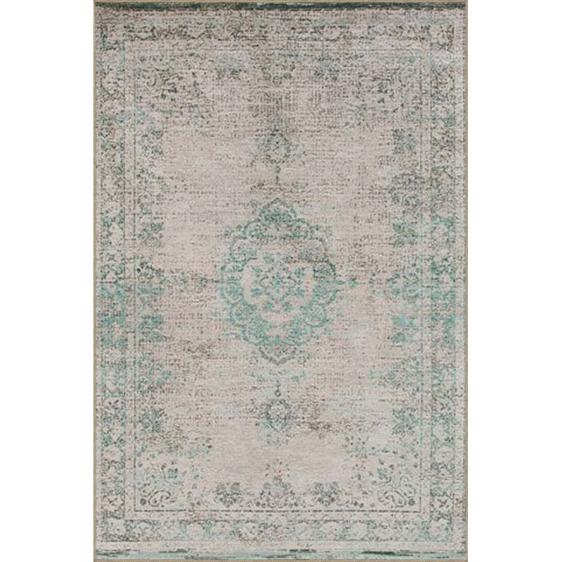 Tapis tissé à motif géométrique bleu lavable traditionnel, Tapis de couloir 4 pi 11 po x 9 pi 10 po inclus