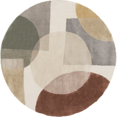 Brayden Studio® Hamadi Aslan Beige/Multi 7 ft. 10 in. Round Geometric Indoor Polyester Area Rug