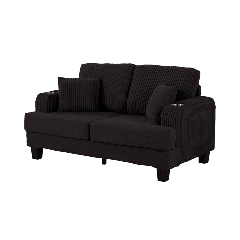Causeuse contemporaine l 61,4 po, noir, Noir