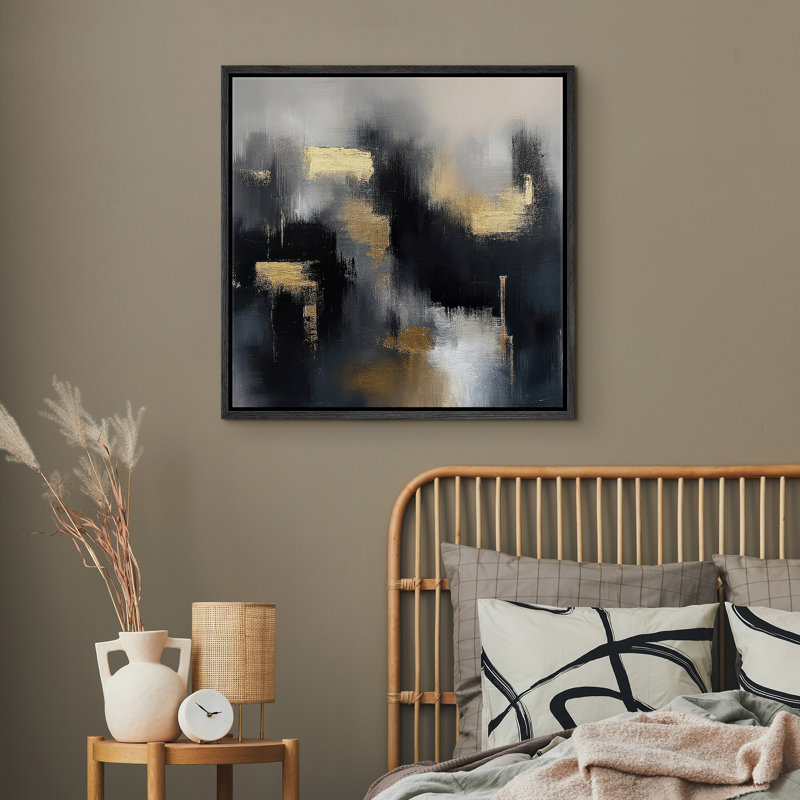 Reproduction d'art encadrée sur toile encadrée pour décoration de salon, H 16,8 po x l 16,8 po, Noir