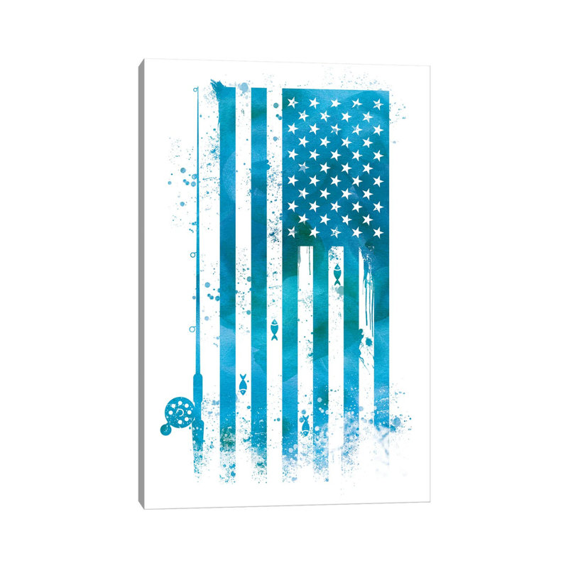 Fishing Sports Flag - Wrapped Canvas Print, 101.6 cm H x 66.04 cm W