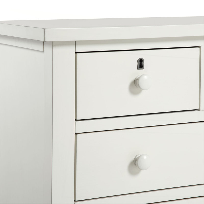 Table de chevet avec 4 tiroirs de rangement Georgina, Blanc antique