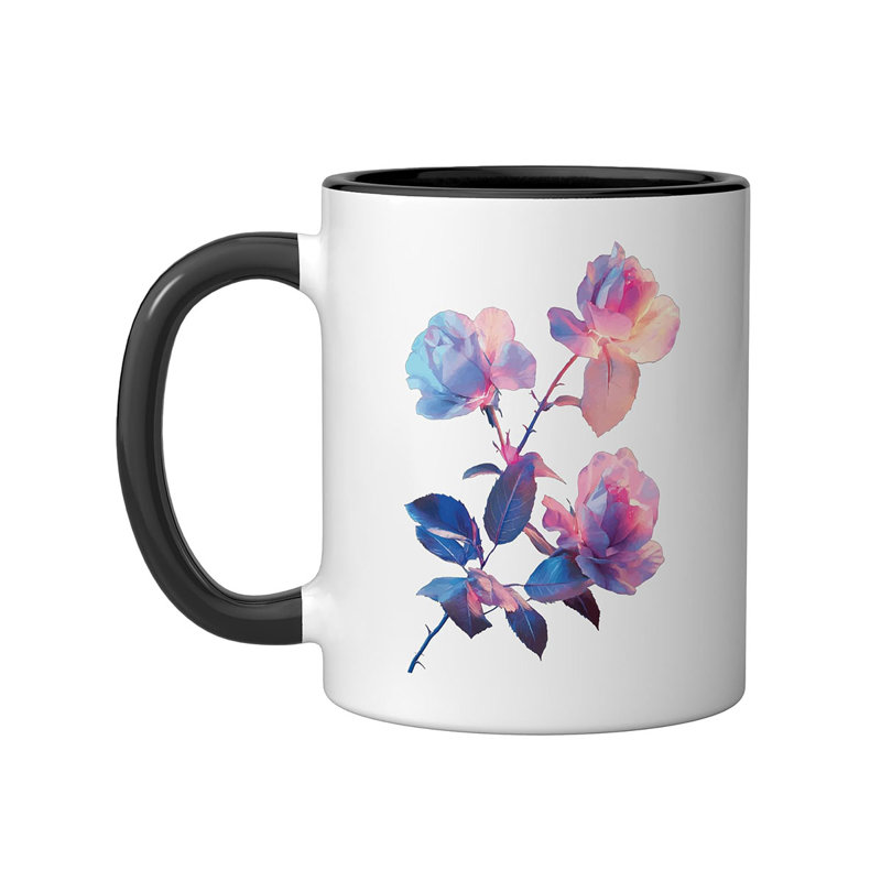 Rose Flower Ceramic Mug, 11oz