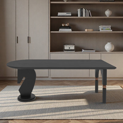 Bureau en bois noir semi-circulaire