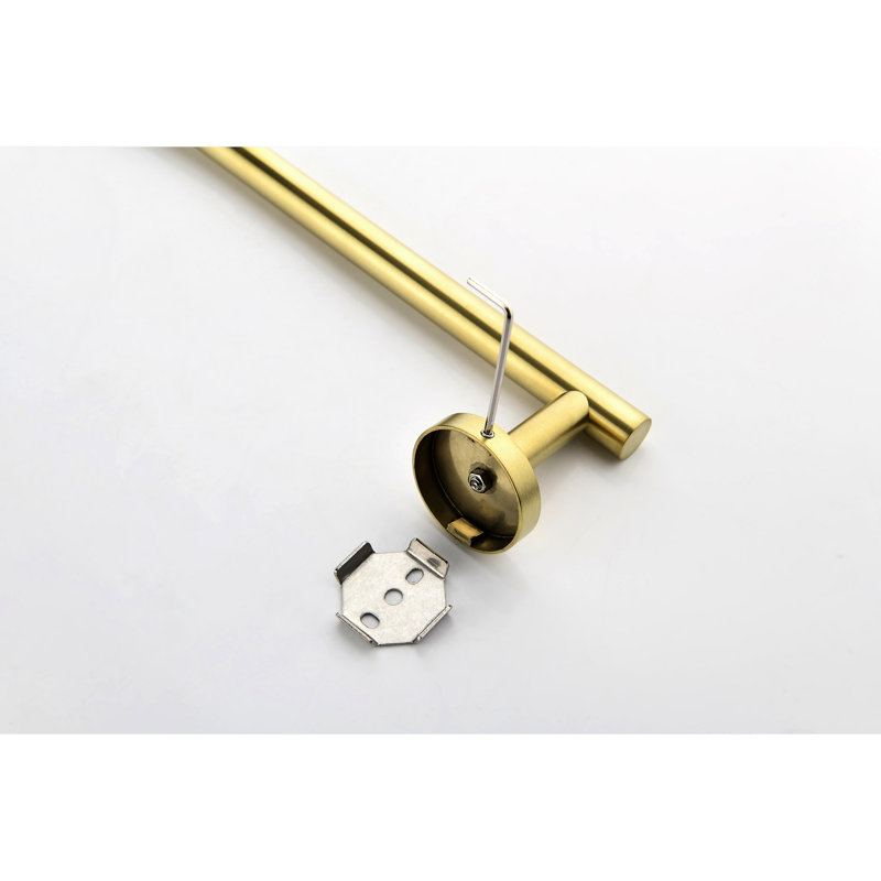 Porte-serviettes de salle de bain 9 pièces en acier inoxydable - or brossé, matériau anticorrosion, pour une garantie de fiabilité accrue