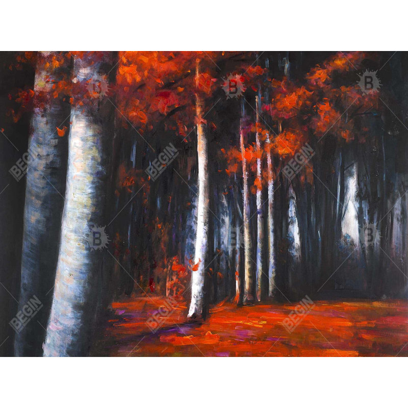 Forêt mystérieuse - art contemporain sur toile pour la maison, H 48 po x l 36 po