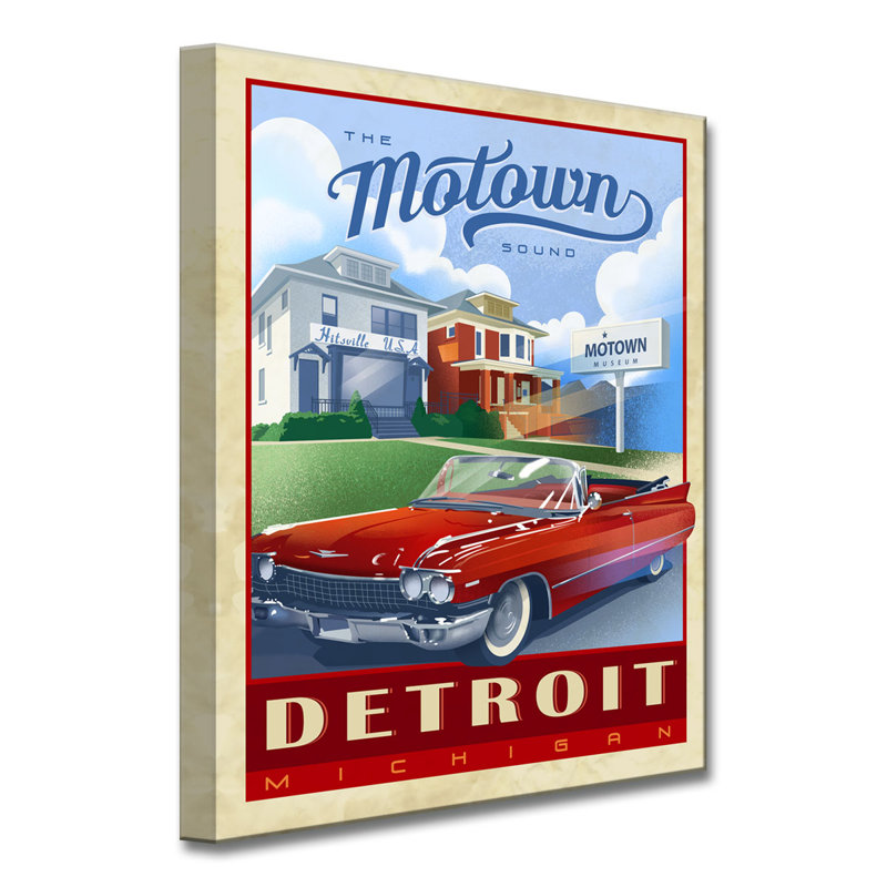 Motown - Detroit - Impression sur toile tendue, H 20 po x l 16 po x P 1,5 po