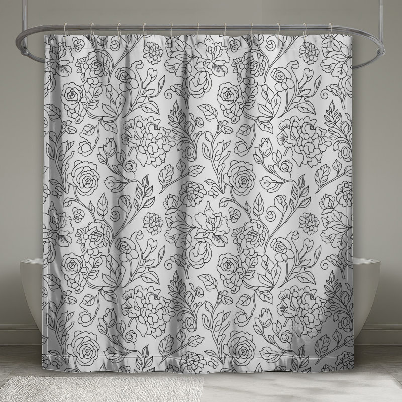 Rideaux de douche noirs et blancs très longs, L 70 po x H 93 po