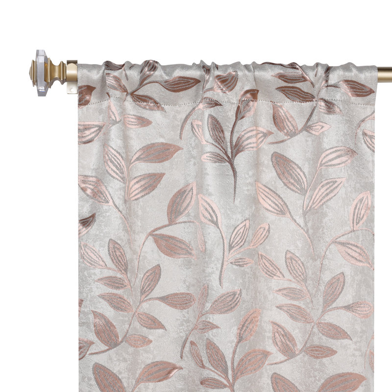 Finklea 100% Polyester Floral Room Darkening Grommet Curtain Panels, Bronze, 70" W x 84" L