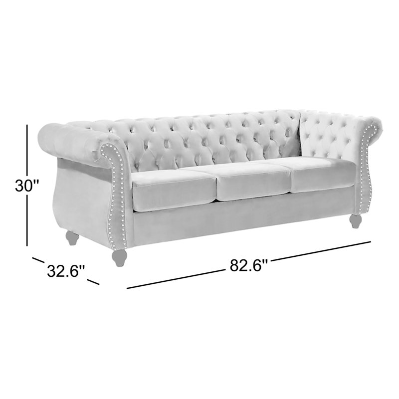Gosser 82.6" Velvet Round Arm Sofa, Rose