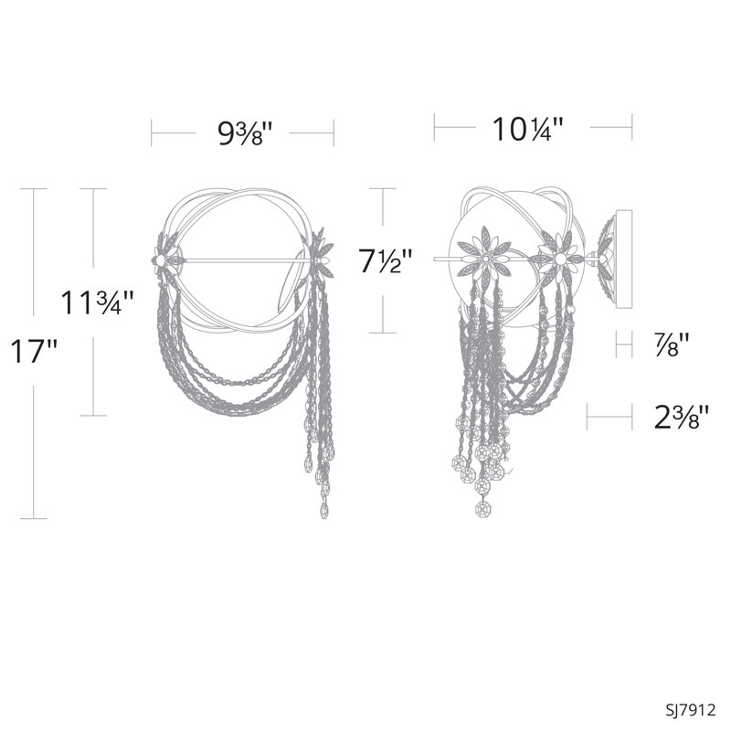 Gold and Crystal LED Flush Mounted Wall Sconce
