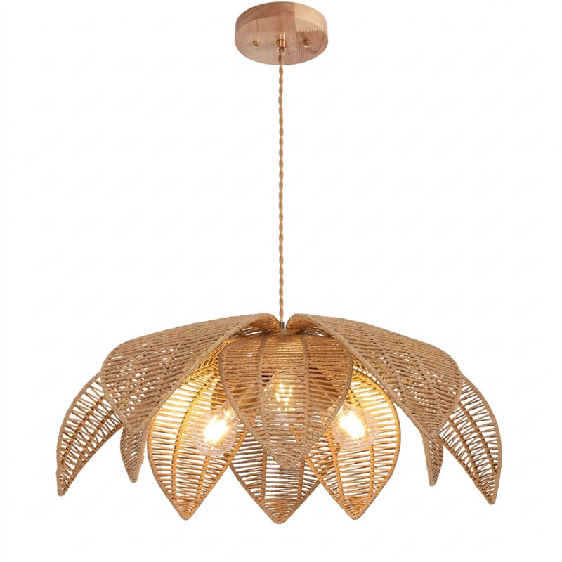 Luminaire suspendu en rotin 3 lumières Boho