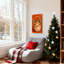 Panier de Noël avec pommes et branches de pin, ensemble de 3 impressions sur toile-526754161