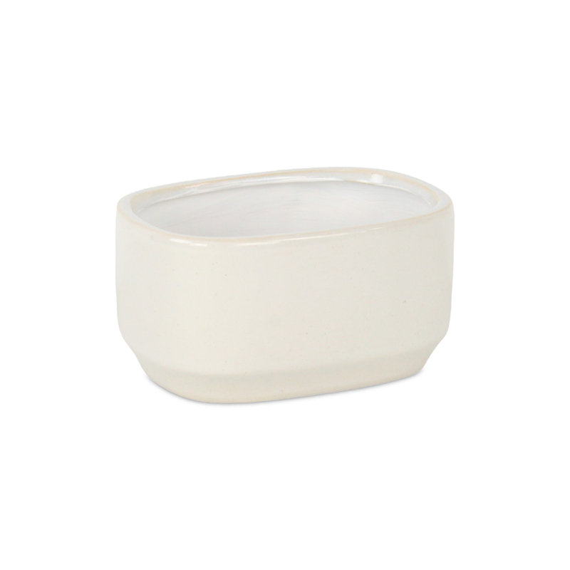 Handmade Ceramic Pot Planter, White, 4' H x 7.5" W x 5.25" D