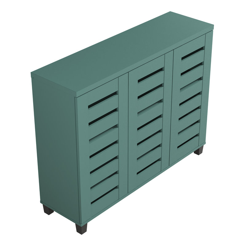 Armoire de rangement à chaussures Lismore jusqu'à 20 paires, Bleu sarcelle vieilli