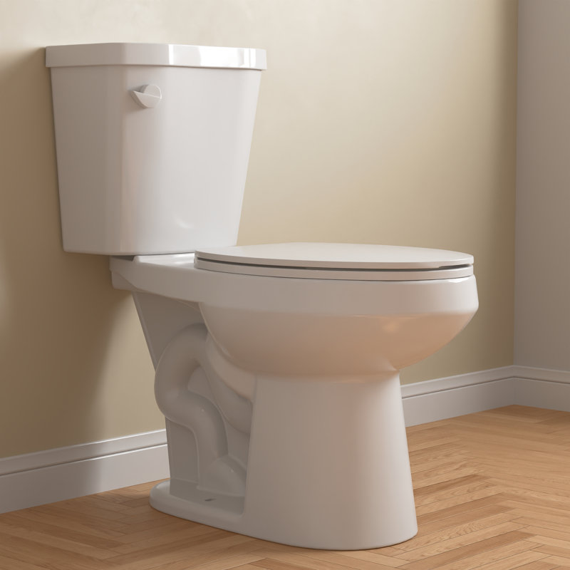 Toilettes allongées deux pièces pour salle de bain Dynasty, cuvette de toilette à hauteur de siège ADA 17,5 po avec siège à fermeture en douceur, toilette à double chasse 1,1 / 1,6 GPF et MaP 1000 g, toilette blanche brute 12 po
