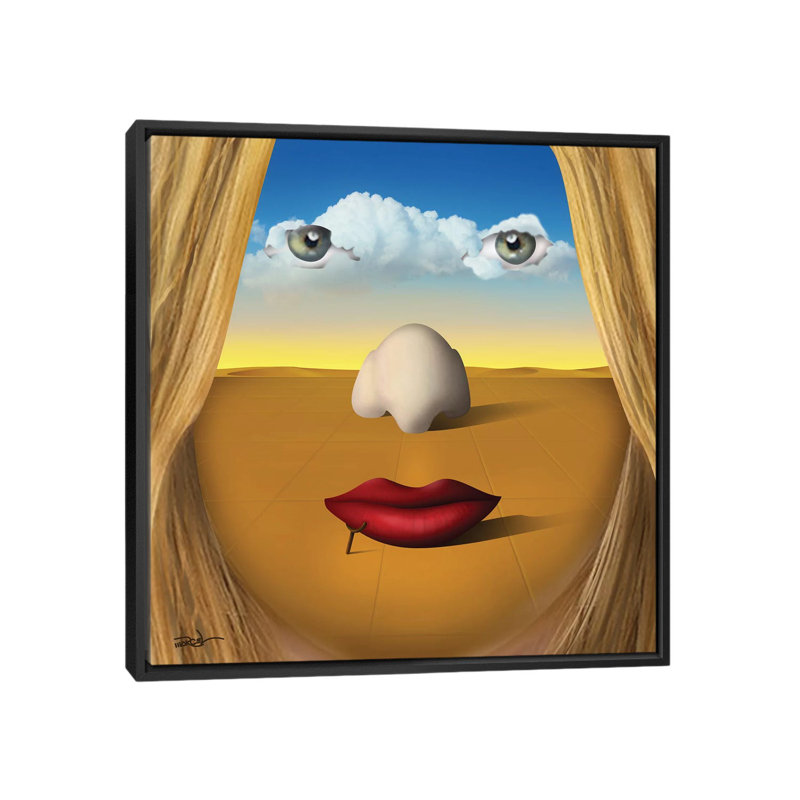 «Rosto (Face)», impression sur toile, H 18 po x l 18 po x P 1,5 po, Toile avec cadre noir, Pas de tapis