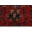 Tapis rouge rétro en laine noué à la main 3 pi 7 po x 9 pi 4 po Tribal Vintage
