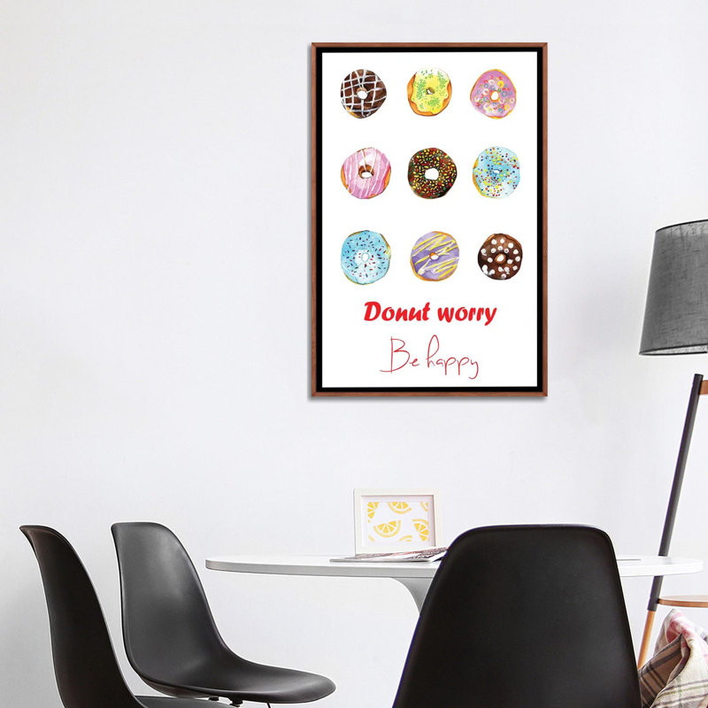 « do not inquiéter be happy »-impression sur papier, H 40 po x l 26 po x P 1,5 po, Toile avec cadre en bois classique