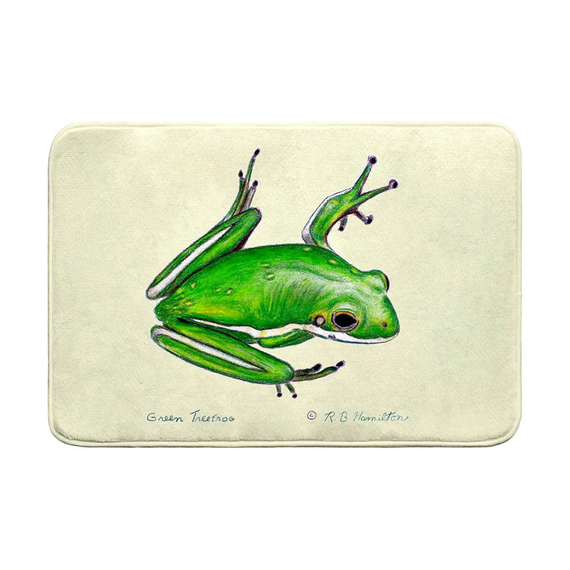 Green Treefrog Bath Mat, 36" L x 24" W