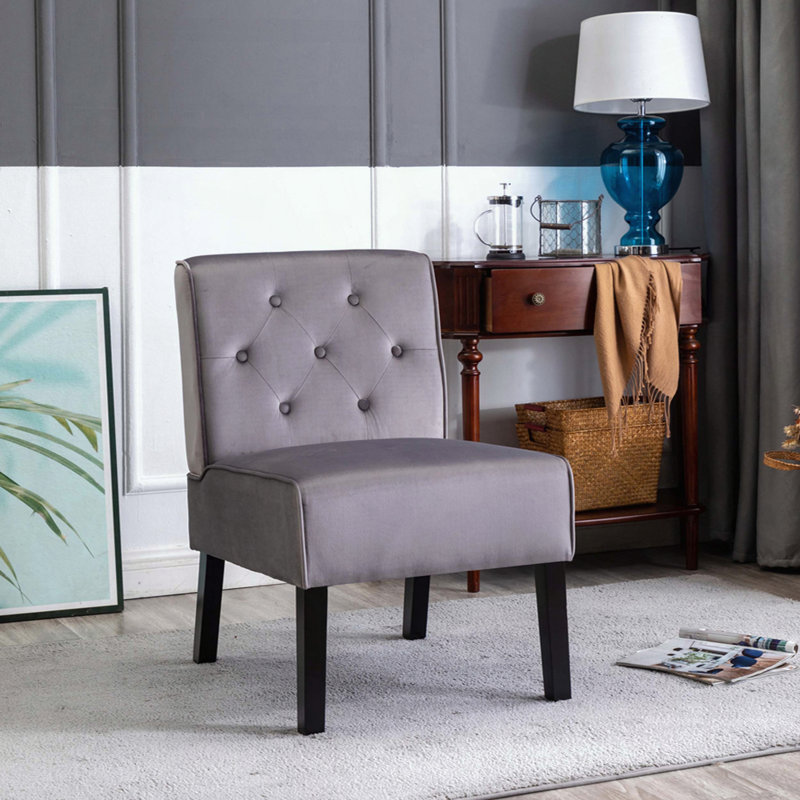 Ensemble de 2 chaises en velours sans accoudoirs - jaune - capitonné, Gris