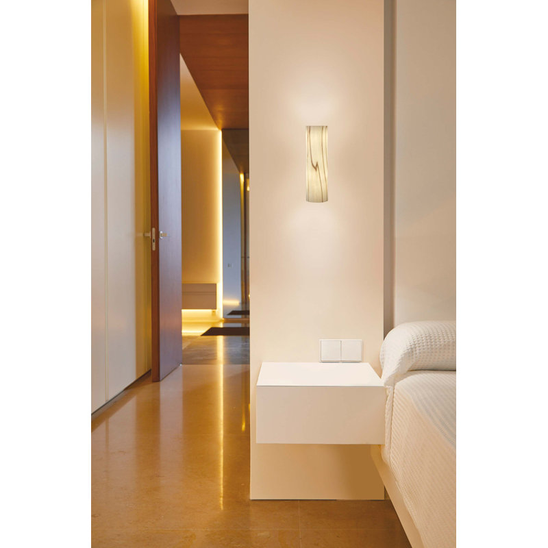 Romanica Slim Wall Sconce, Matte White, Natural Cherry