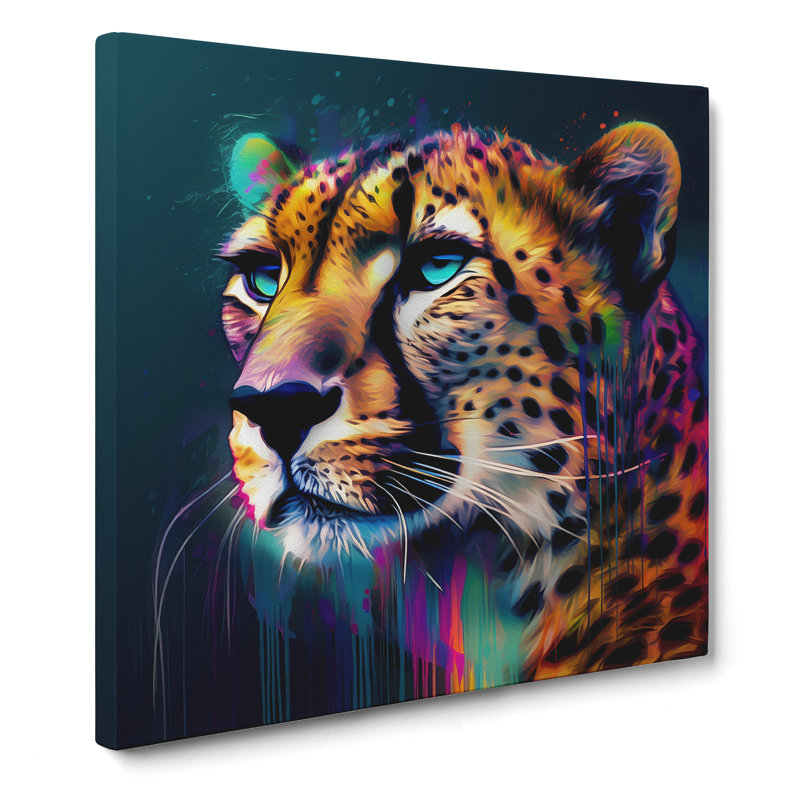 Cheetah Glitch Art No.2 - Print, 35cm H x 35cm W x 3cm D