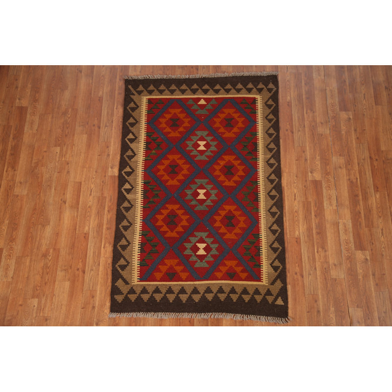Geometric Kilim Reversible Wool Rug 3x5