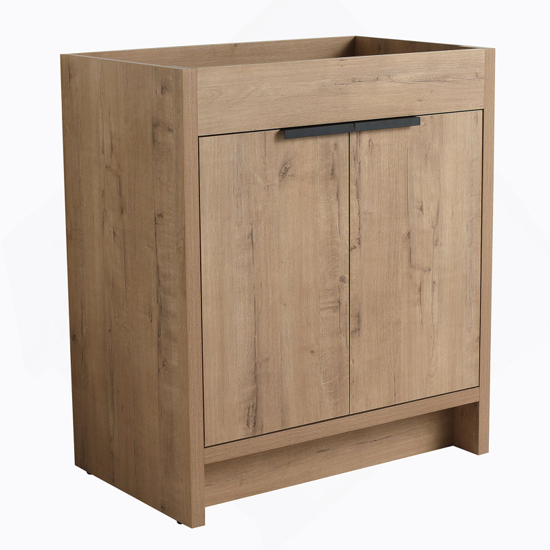 Armoire de salle de bain autoportante de 30 po sans lavabo et 2 portes d'armoire à fermeture en douceur ((KD-PACKING), meuble-lavabo seulement sans comptoir) -BVB02430IMO