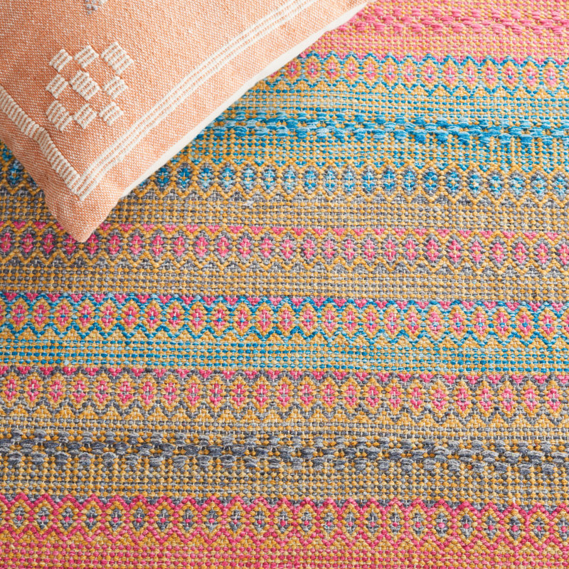 Lindsae Flat Weave Cotton Geometric Rug, Rectangle 3' x 5'