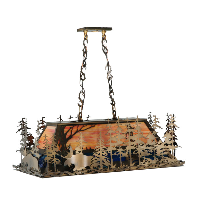 Rustic Lodge 6-Light Glass Moose Pendant