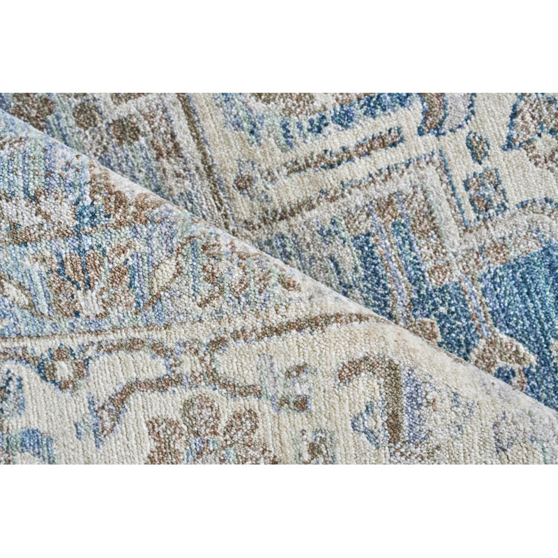 Vintage Looms Blue/Beige Polyester powerloom Area Rug, Rectangle 12' x 15'