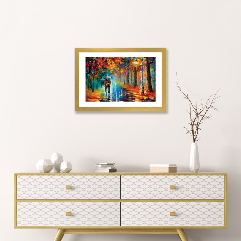 «Autumn Hug» par Leonid Afremov, reproduction d'art sur toile tendue, H 24 po x l 32 po x P 1 po, Papier dans un cadre photo