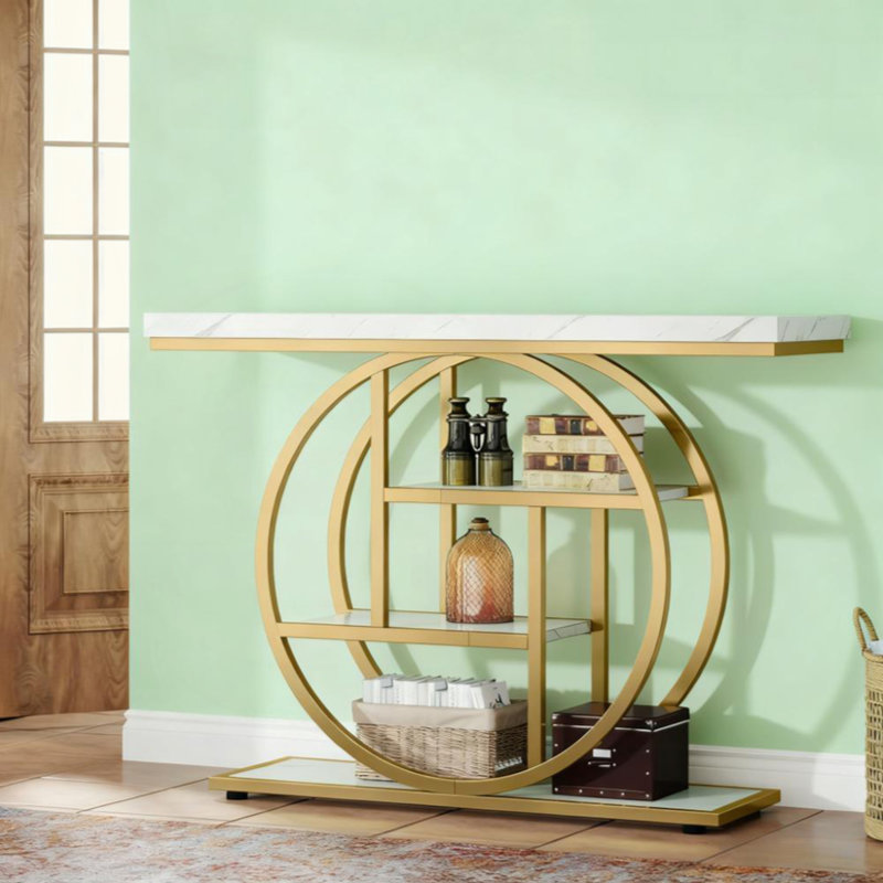 Table console 41,3 po, Doré / Blanc