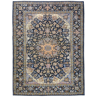 Tapis oriental traditionnel mauve-bleu marine unique 10 x 13 One-of-a-Kind