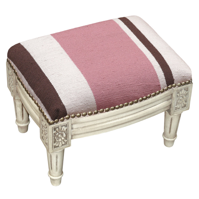 Upholstered Ottoman, Pink/Brown