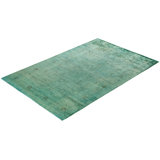 Overdyed Hand-Knotted Wool Modern-Contemporary Green Area Rug 5' 1" x 7' 7"