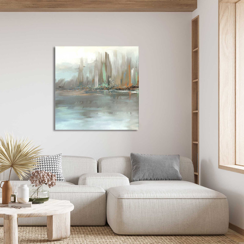 «Big City Lights» par Conrad Knutsen - Peinture, L 18 po x H 18 po, Toile tendue