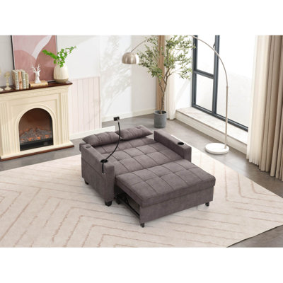 Futon Chair Bed Convertible Chair 3-In-1 Pull Out Bed Sleeper Sofa Reclining Leather Chair