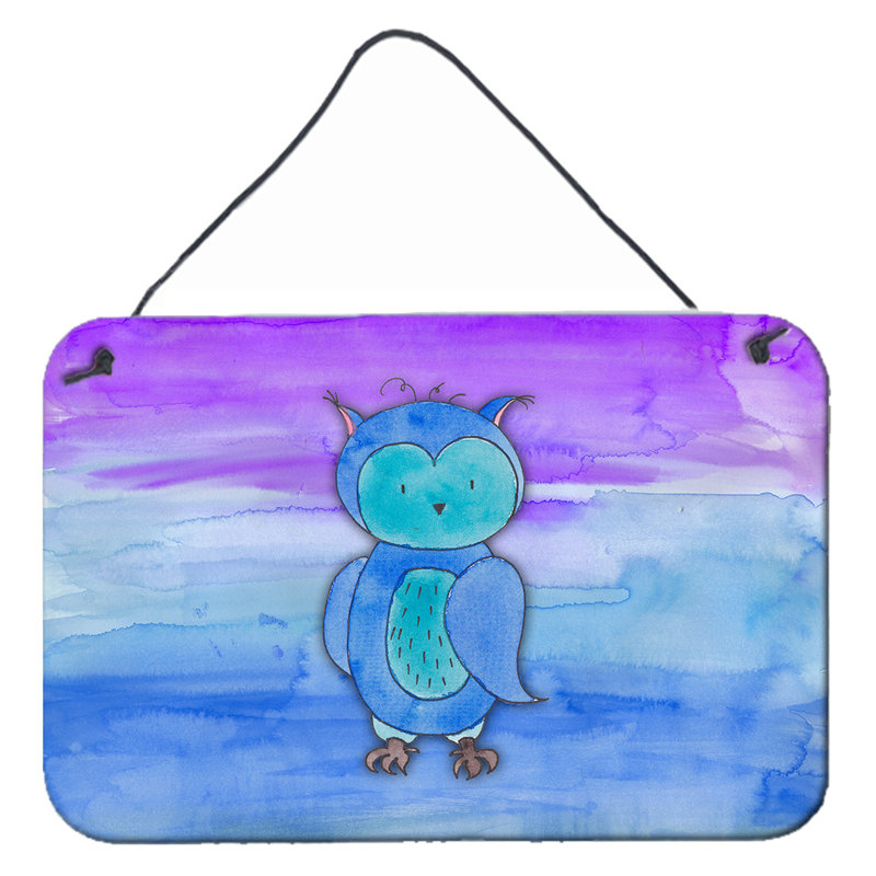 Décoration murale aquarelle hibou, Bleu / Vert / Mauve, Owl Watercolor