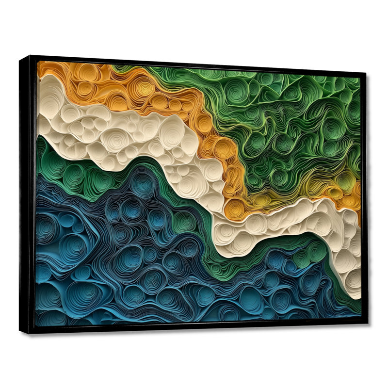 Biomorphism Eath Ephemeral Pathways - Lyrical Abstraction Wall Art, 30" H x 40" W, Black, Floater Framed Print