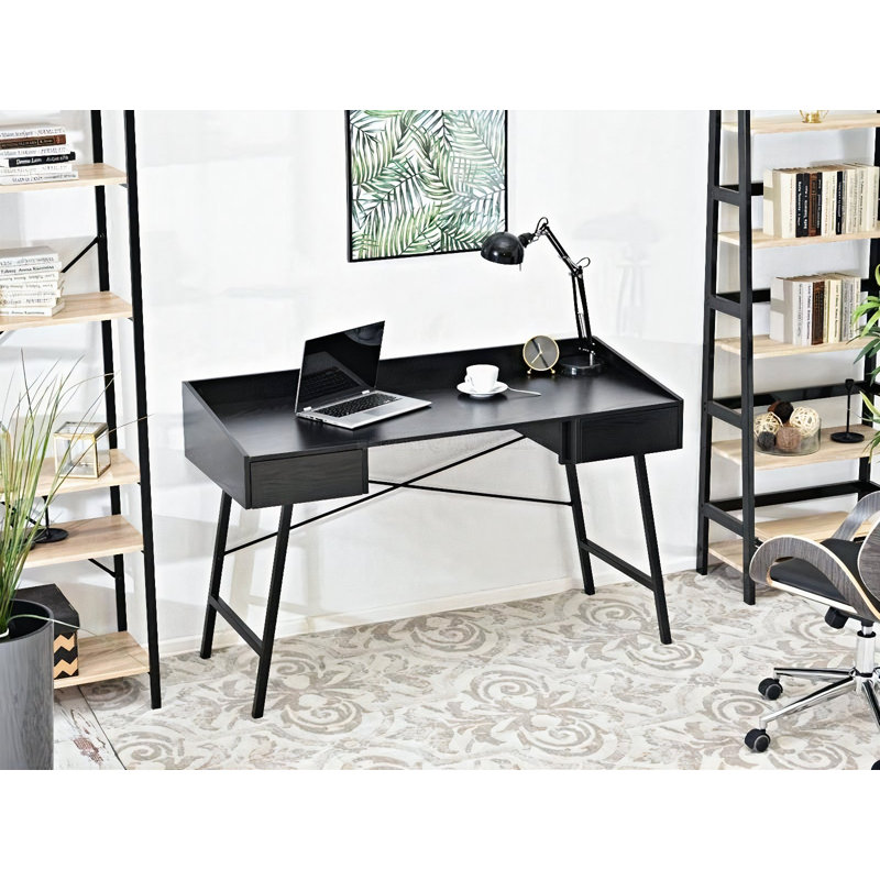 Seaway Metal Base Writing Desk, Black, Black