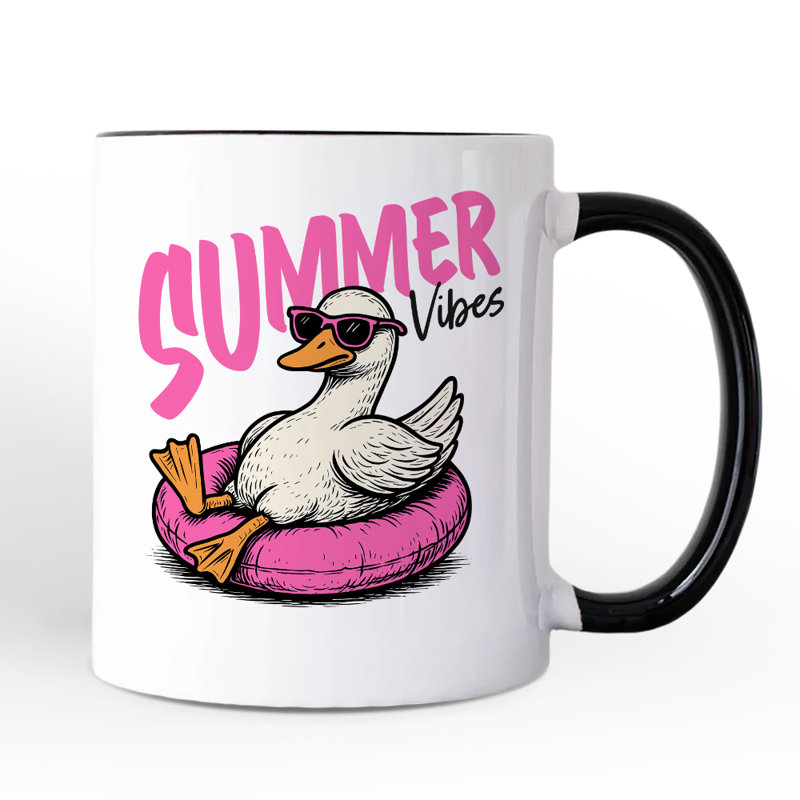 Tasse d'oie Summer Vibes, cadeau de vacances à la plage amusant avec nom personnalisé