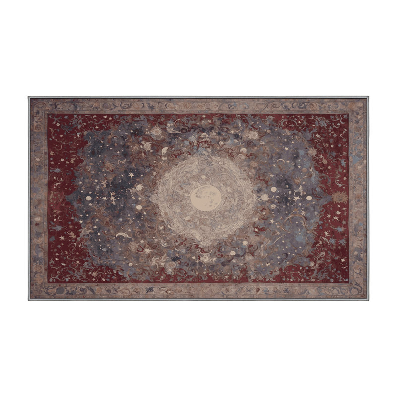 Machine Washable Gray Area Rug, Rectangle 7' x 9'