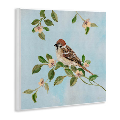 Sparrow on Tree Branch Wall Plaque Art, design by Sally Swatland