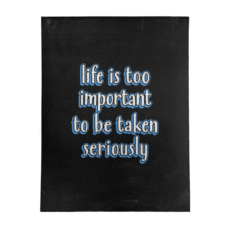 Tapis en polyester à style tableau noir levity quote life, Rectangle 5 pi x 7 pi
