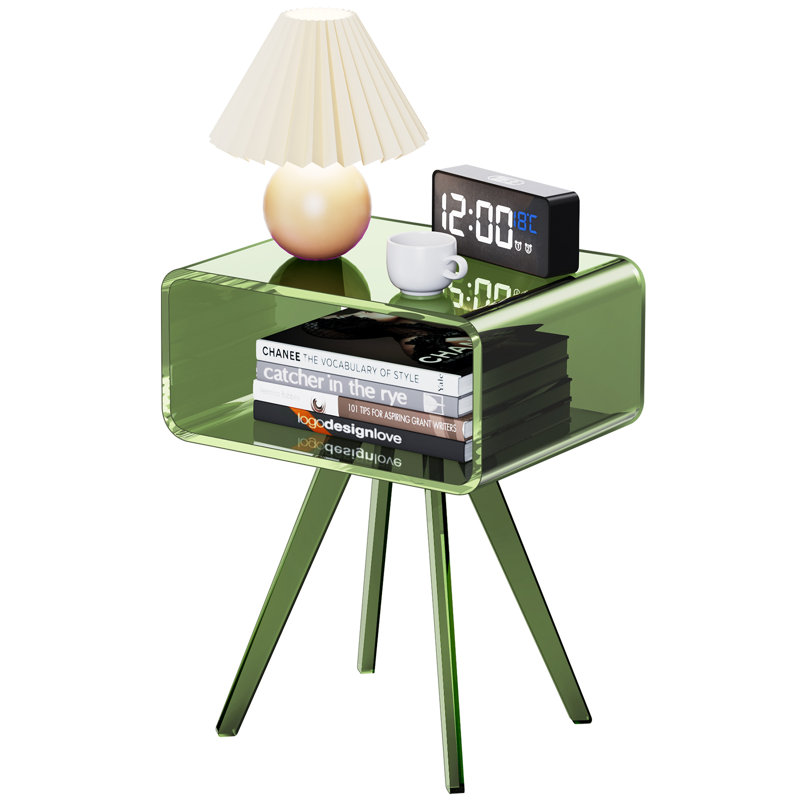 Table d'appoint en acrylique, table de chevet en acrylique pour la chambre à coucher, Vert clair