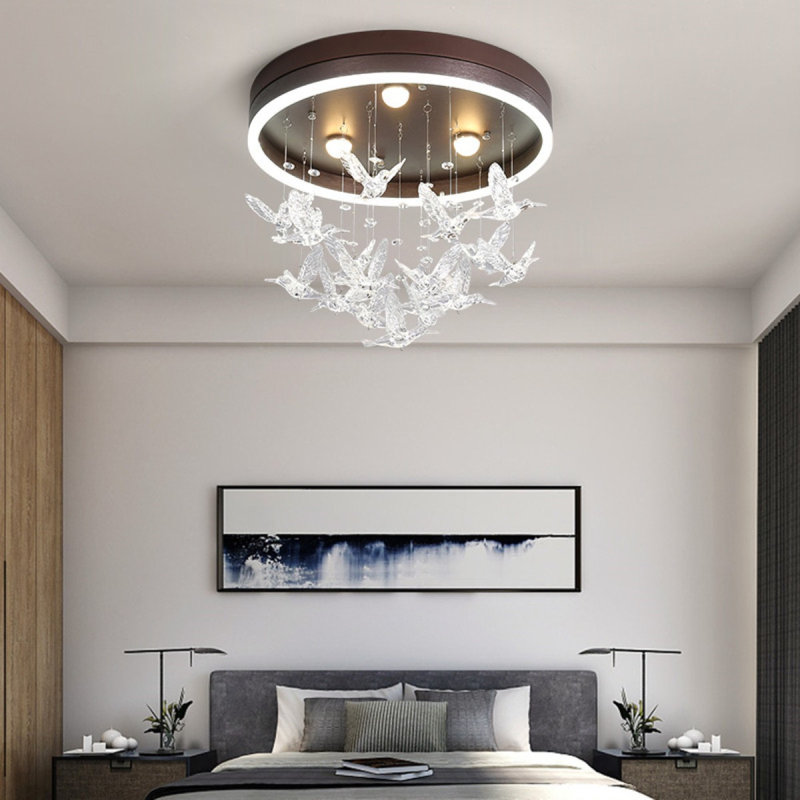 Lustre moderne en cristal à DEL, Transparent, Chrome laqué, 31" Diameter x 27" Height