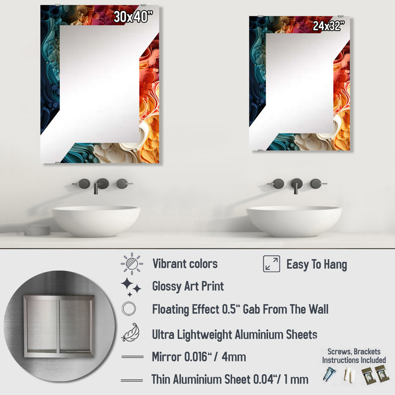 Miroir mural Edmond - Collages abstraits MIR137292, 40 po x 30 po