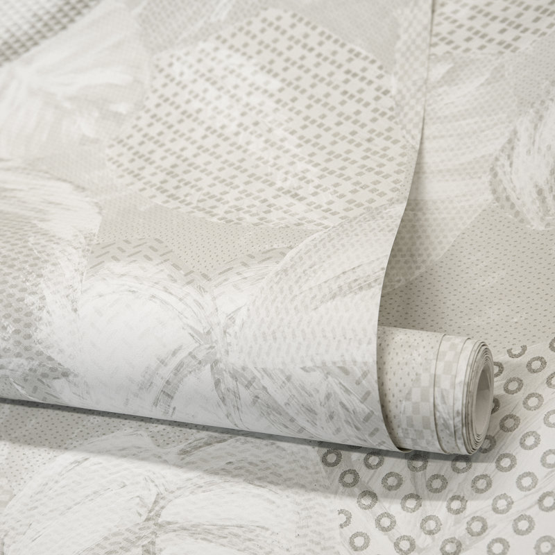 Chelchowska Collection Glass Bead Finish Ficus Leaf 10.05m x 70cm Wallpaper Roll, Cream